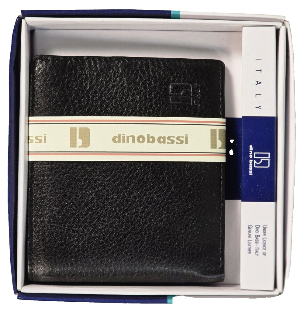 Dino Bassi Italy Men's Black Leather Wallet Billfold, New With Box